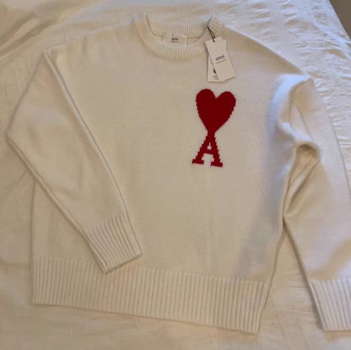 AMI PARIS ホワイト ニットセーターユニセックス