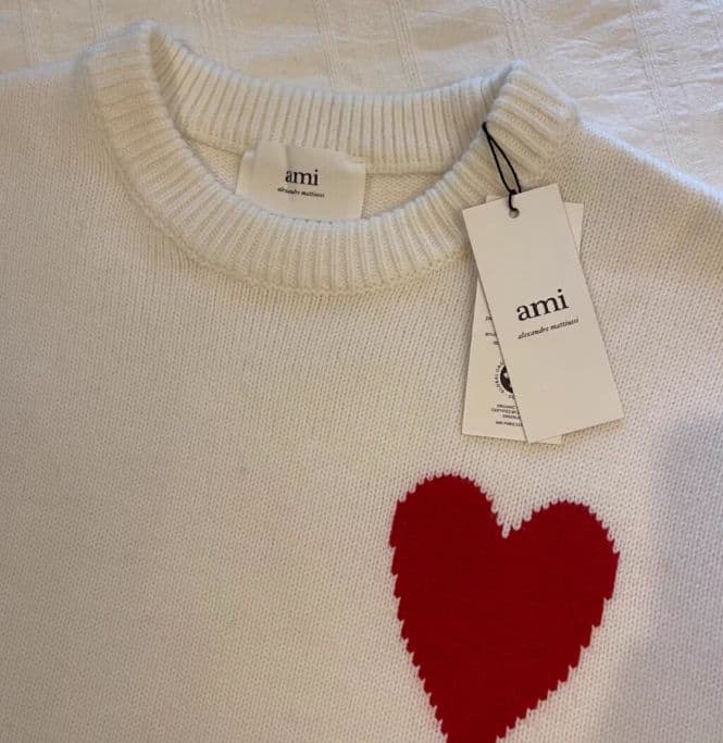 AMI PARIS ホワイト ニットセーターユニセックス