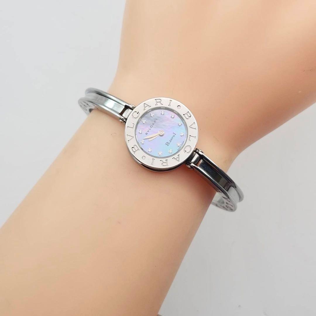 美品✨　ブルガリ　腕時計　ビーゼロワン　ブルーシェル　ダイヤ12P BZ22S
