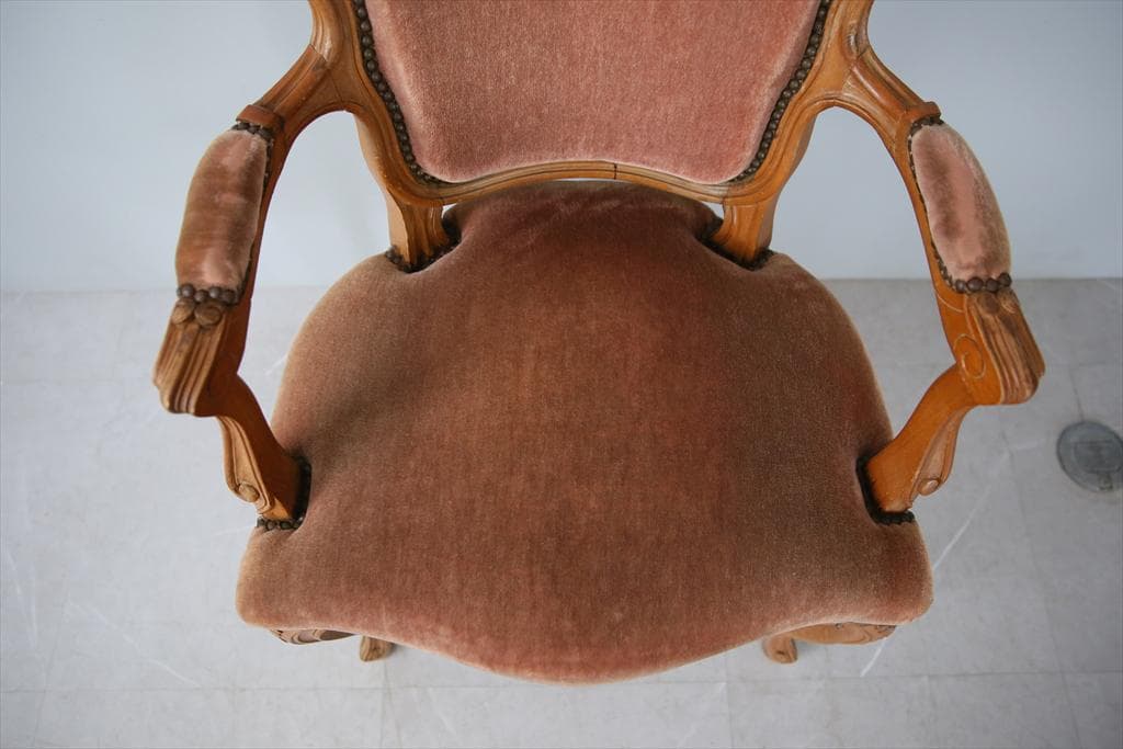 フランスアンティーク猫脚サロンチェア/肘掛けイス/アームソファ(89-132-1
