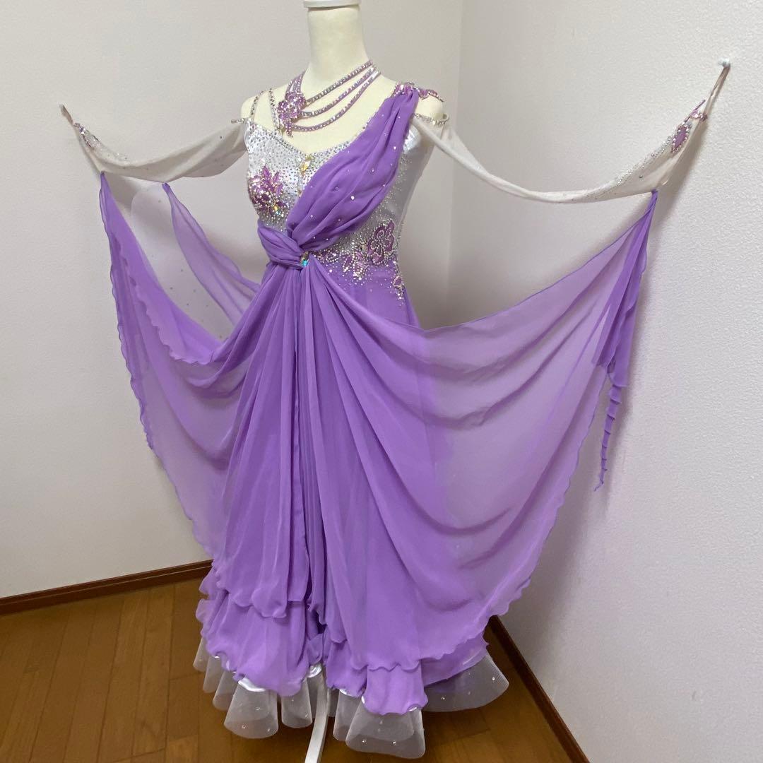 TSUKIOKA パープルダンスドレス スパンコール装飾