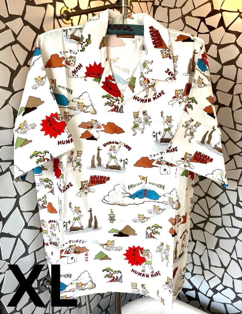 五月女ケイ子×ヒューマンメイド　総絵柄開襟シャツ　XL