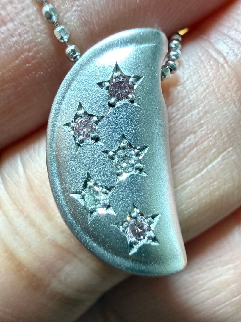 売り切り特価❣️k18WGピンクダイアモンド入りペンダントネックレス