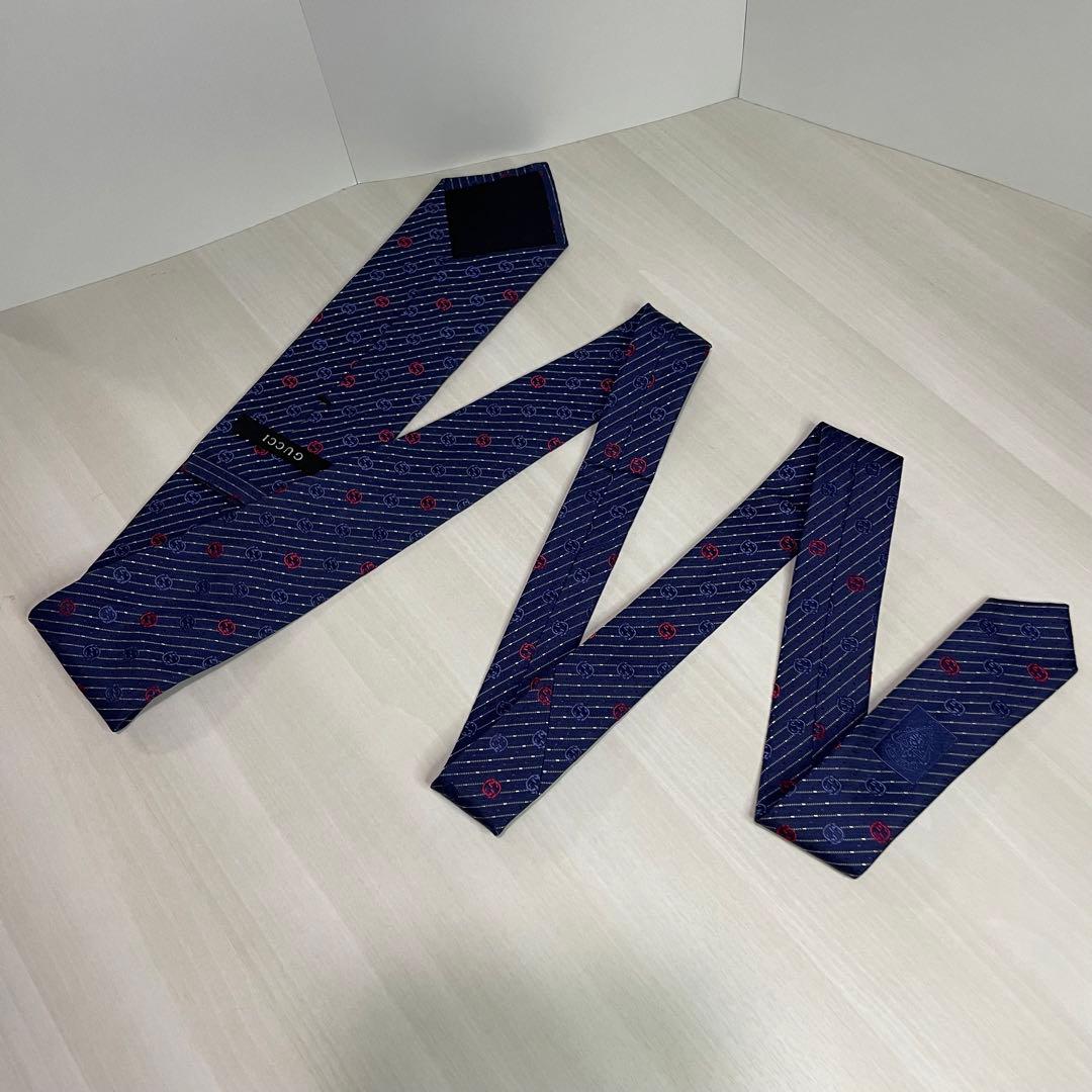 GUCCI☆グッチ☆ネクタイ☆未使用品☆GG柄☆ネイビー☆イタリア製