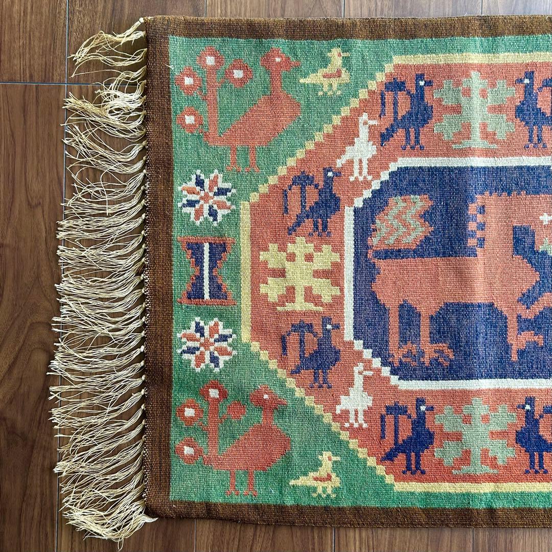 希少 スウェーデン製 ヴィンテージ フレミッシュ織 北欧伝統織物 マット 壁飾り