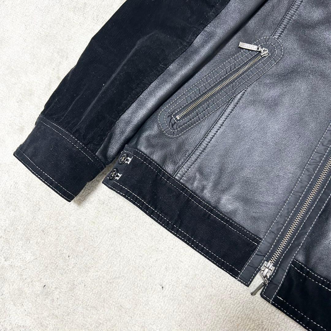 美品　バーバリーブラックレーベル　レザージャケット　ライダース　ノバチェック