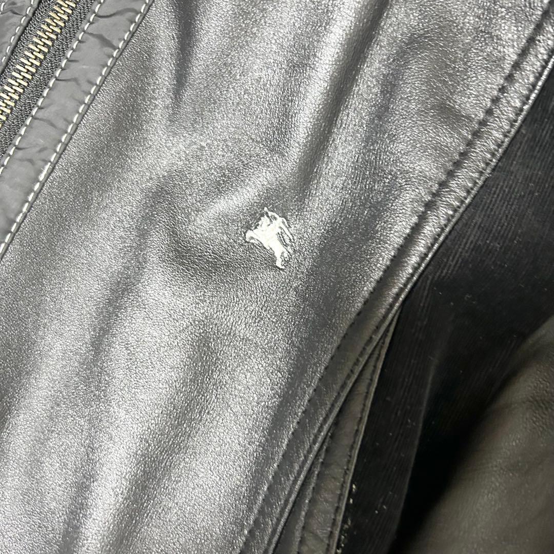 美品　バーバリーブラックレーベル　レザージャケット　ライダース　ノバチェック