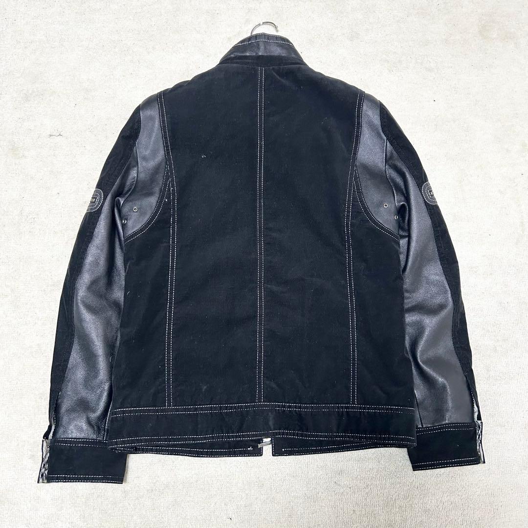 美品　バーバリーブラックレーベル　レザージャケット　ライダース　ノバチェック