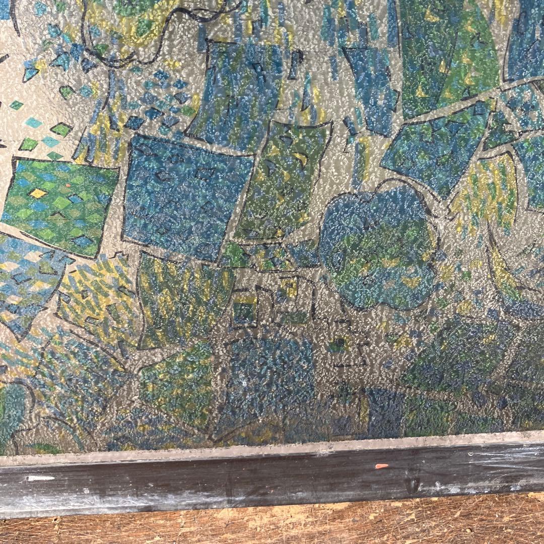 A-5 ②昭和レトロ ステンドグラス サッシ 窓枠付き ヴィンテージ 建具