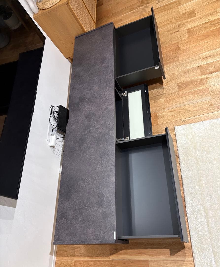 パモウナ　200cm テレビボード　セラミカネロ