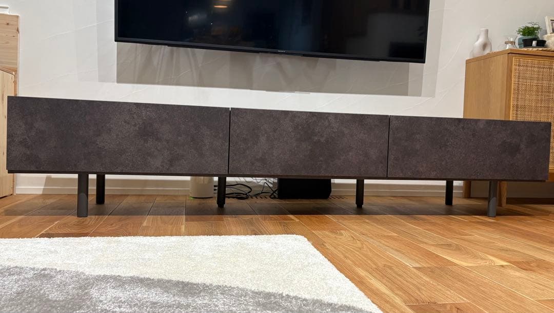 パモウナ　200cm テレビボード　セラミカネロ