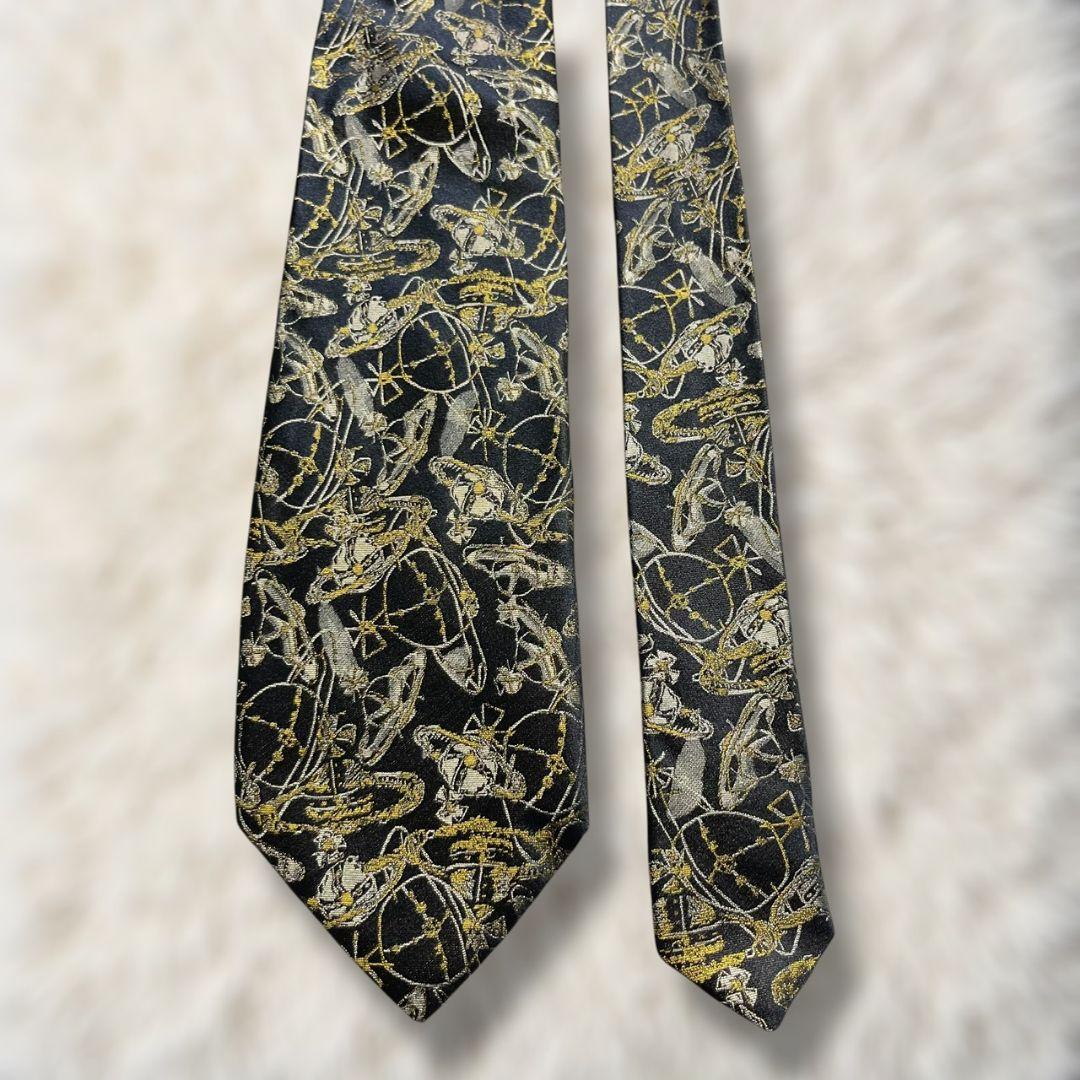 【美品✨】ヴィヴィアンウエストウッド 総柄 オーブ柄 ジャガード 暗濃紺黄白