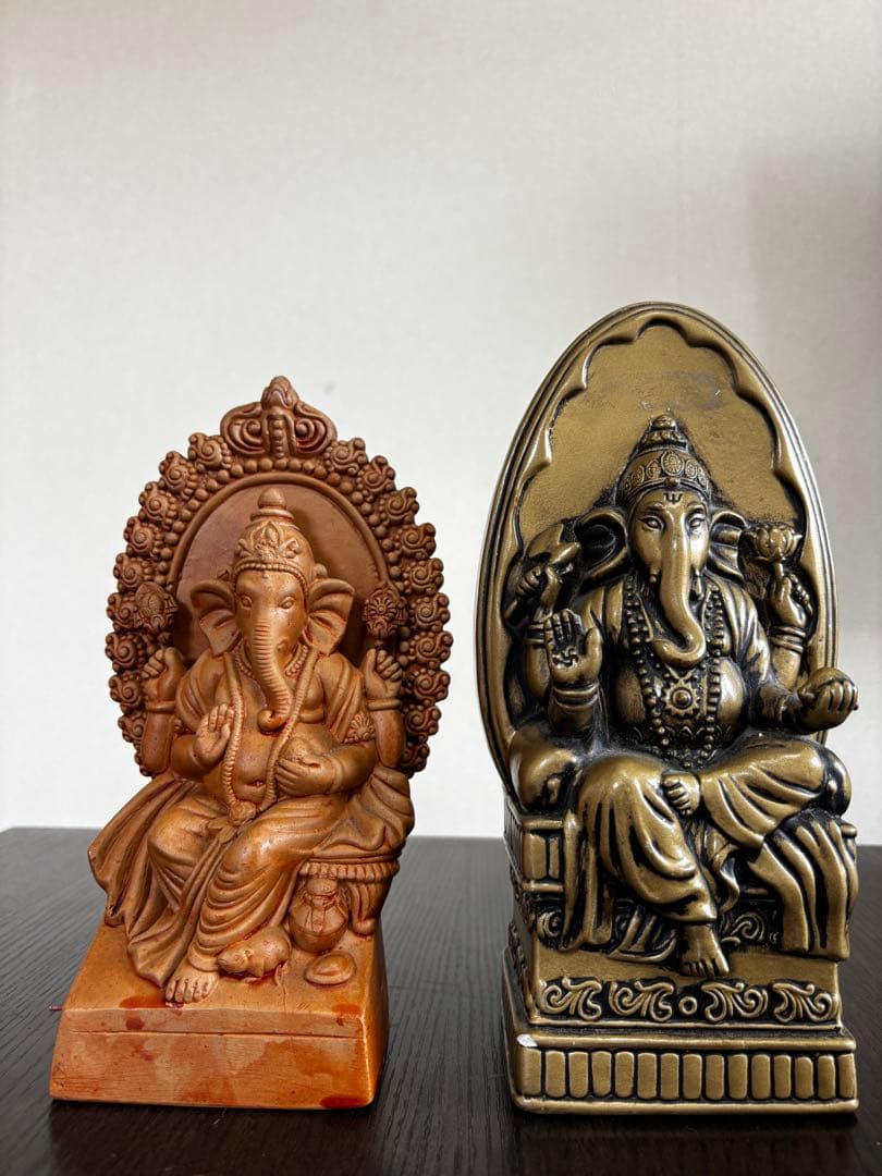 ガネーシャ像 2体セット 陶器製 商売繁盛 金運 厄除け スピリチュアル 縁起物