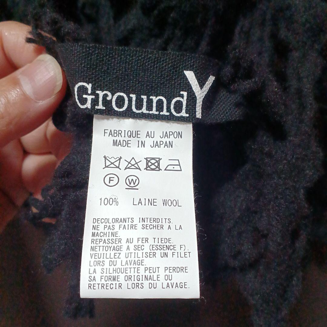 GroundY ウール100% マフラー、 ストール BLACK