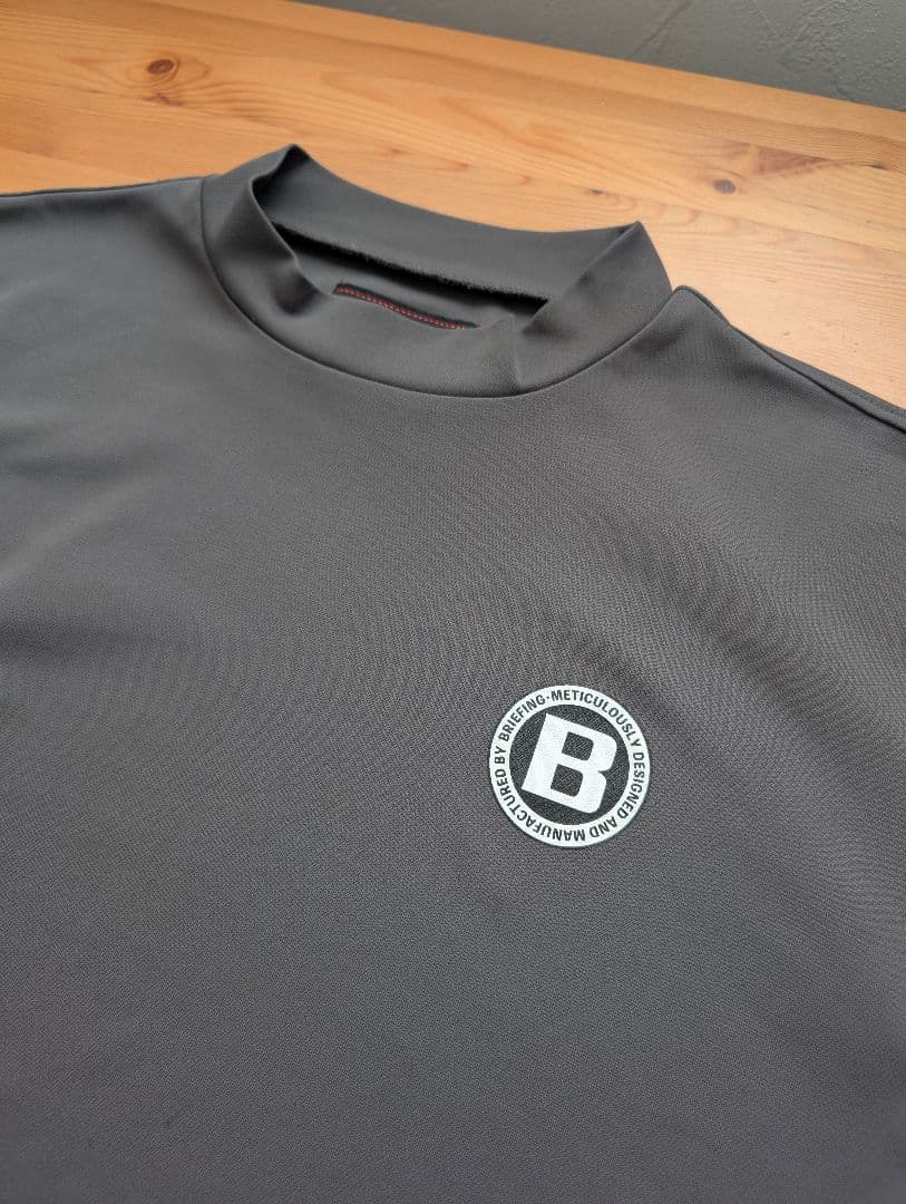 BRIEFING グレー 半袖 モックネックシャツ L