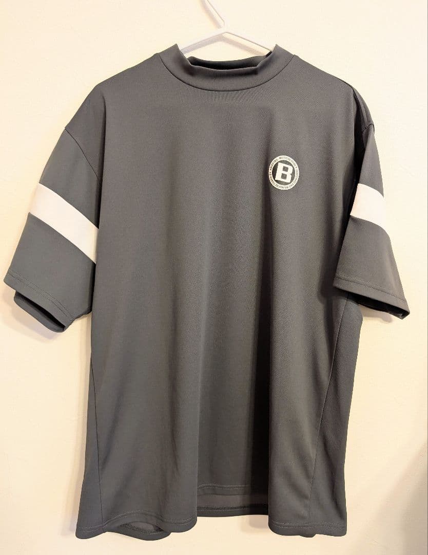 BRIEFING グレー 半袖 モックネックシャツ L