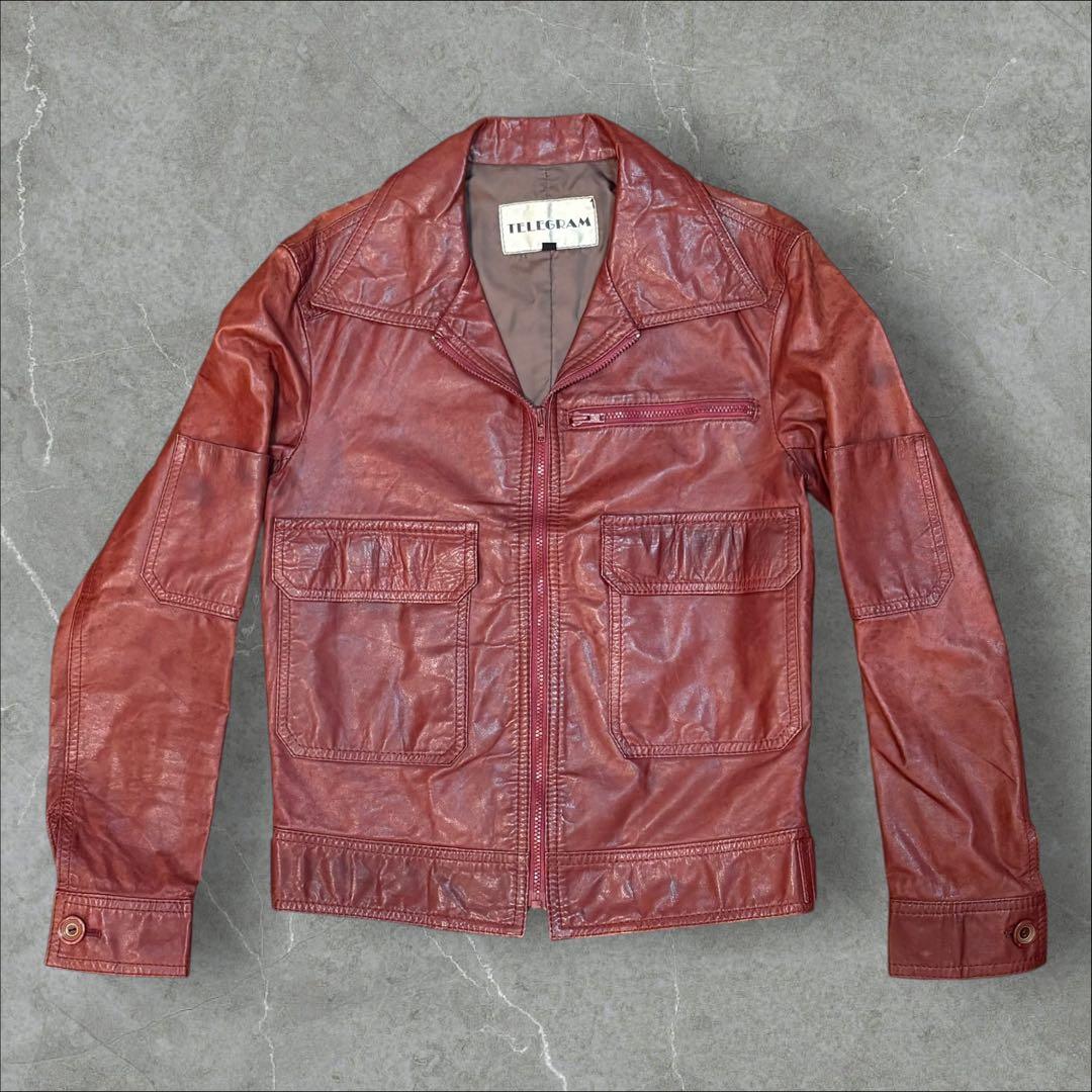 レザー ジャケット 赤 レトロ