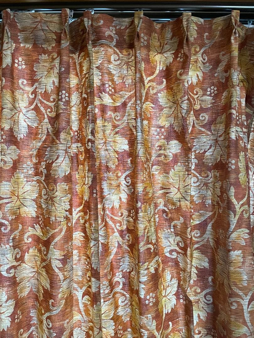 葉柄デザイン ドレープカーテン 大型窓用