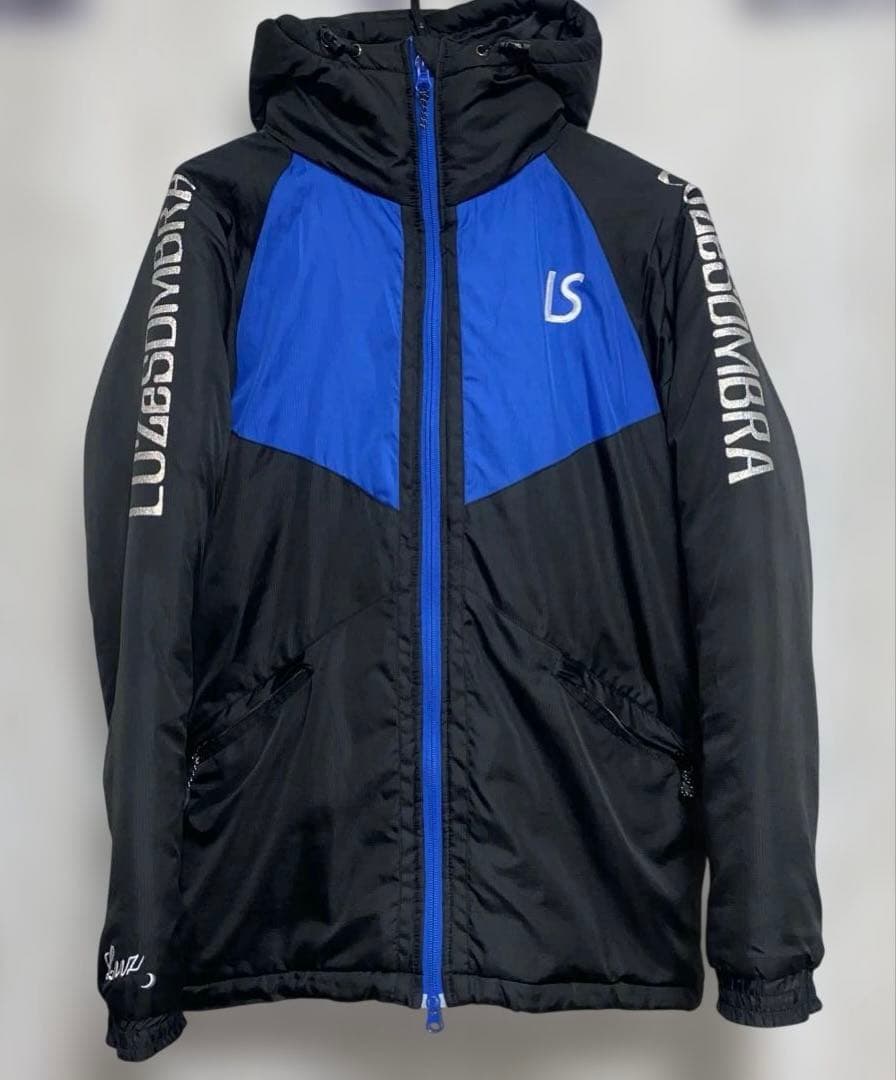 ルースイソンブラ　中綿　ジャケット　裏起毛　帽子付き　黒青　S