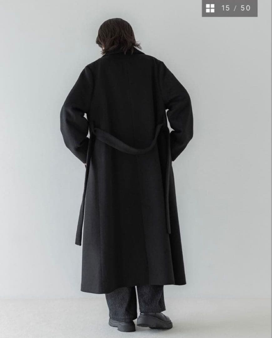 【新品未使用】crewre アジャスタブルウールロングコート ブラック 2