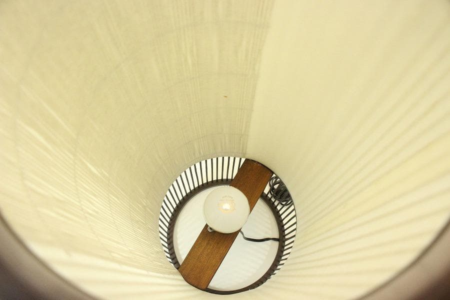 焼スス 竹 丸型スタンド ライト 照明 和モダン インテリア(メ1357)