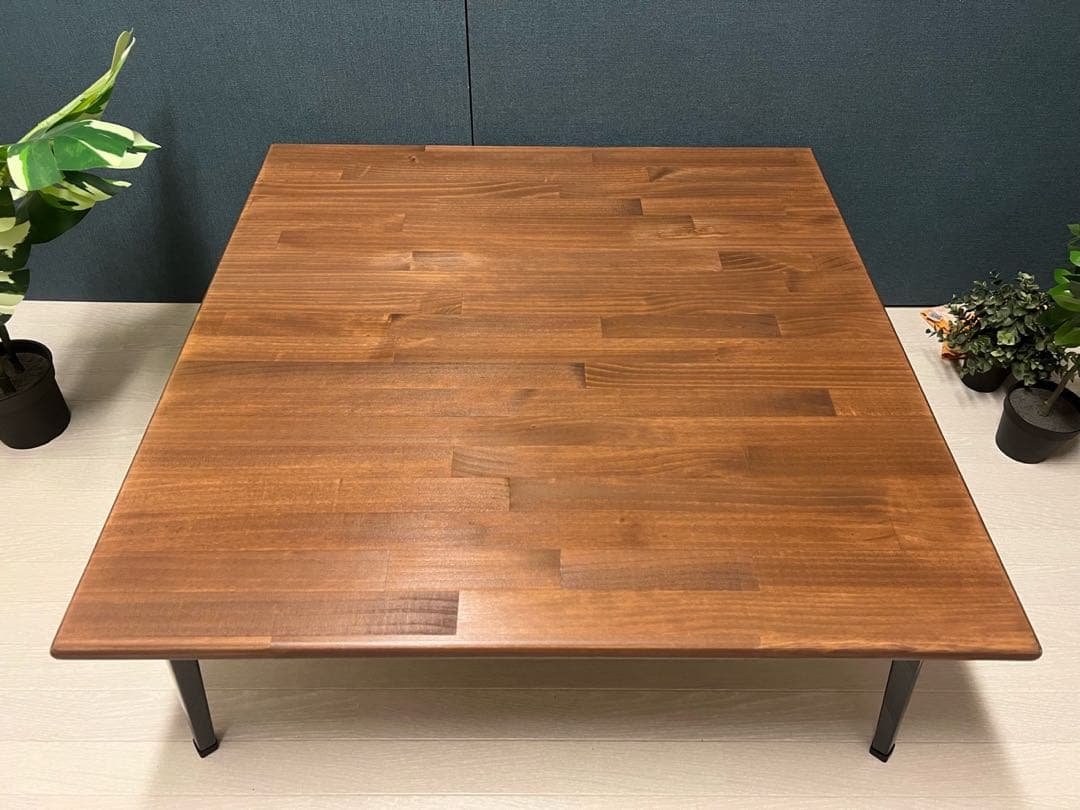 【送料無料】 ローテーブル 正方形 90cm パイン ブラウン 折りたたみ脚