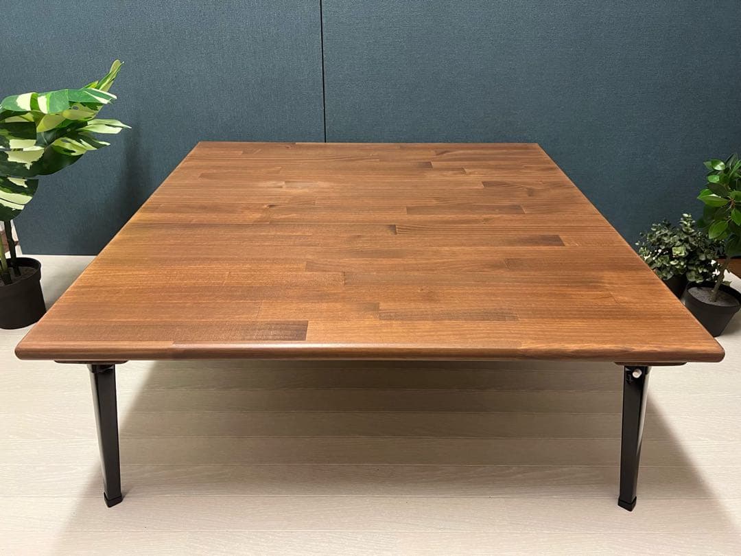 【送料無料】 ローテーブル 正方形 90cm パイン ブラウン 折りたたみ脚