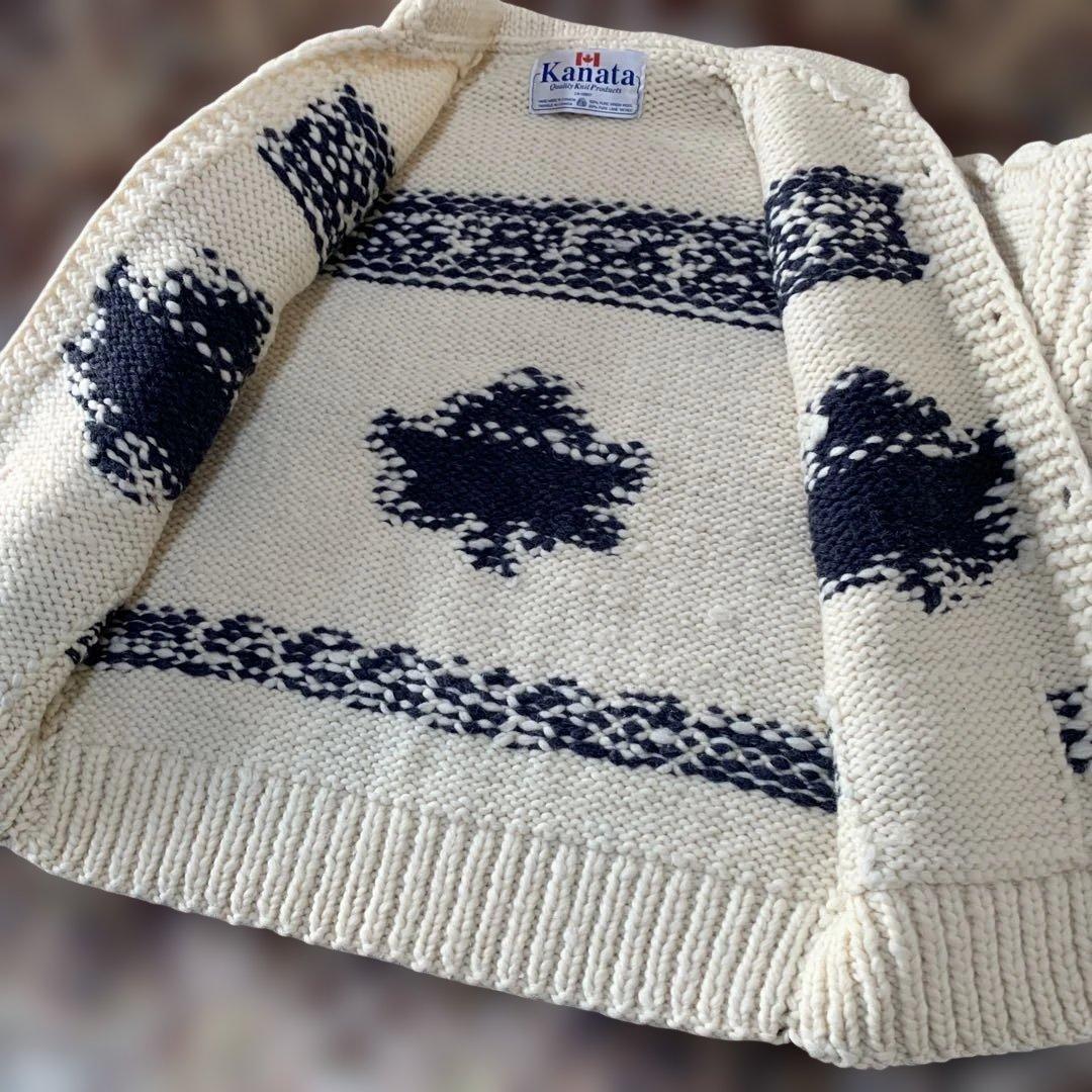 極美品　Kanata ピュアウール　カウチンセーター カナダ製