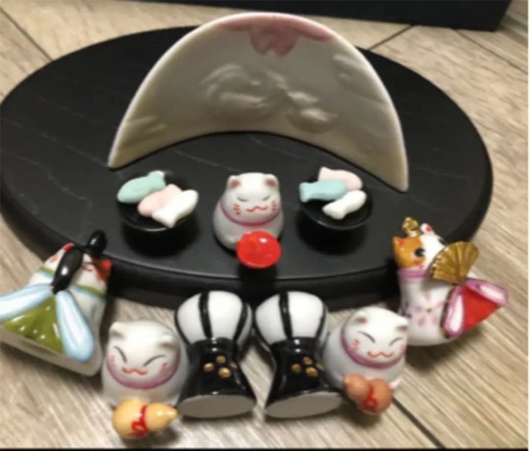 猫舎　ねこや 春福ひな ひな祭り 雛祭り 置物 猫 和 陶器 ナガヤ　ミニチュア