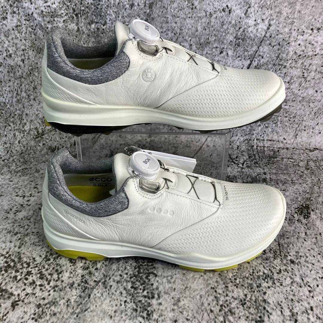 新品同様 エコー ゴルフシューズ ホワイト レザー BOAシステム ゴアテックス