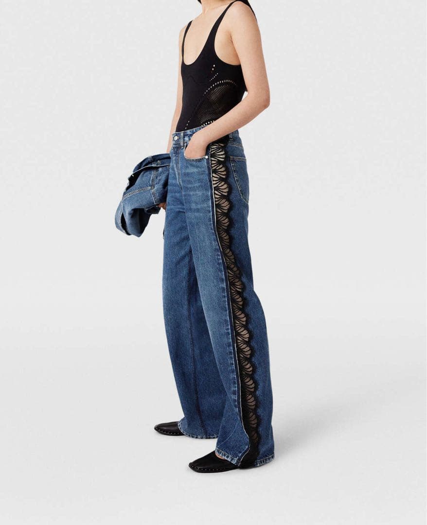 ステラマッカートニー レース ハイライズ ストレートジーンズ