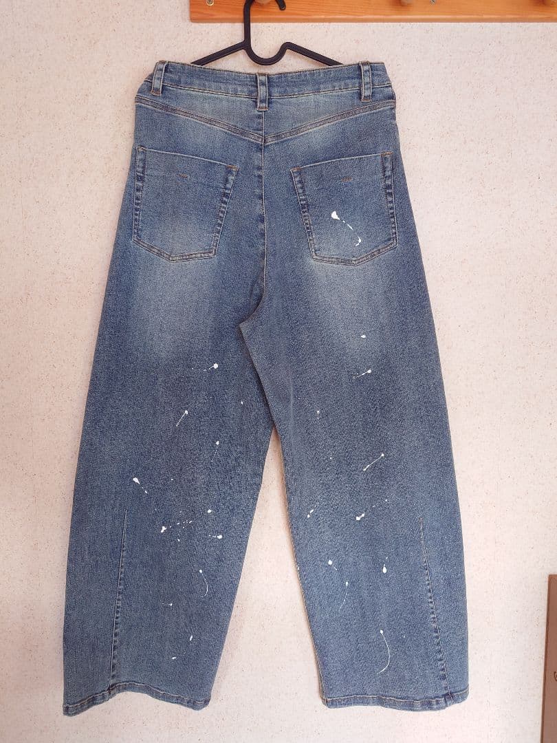 アヤンayane ペイント加工バレルレッグパンツ 36