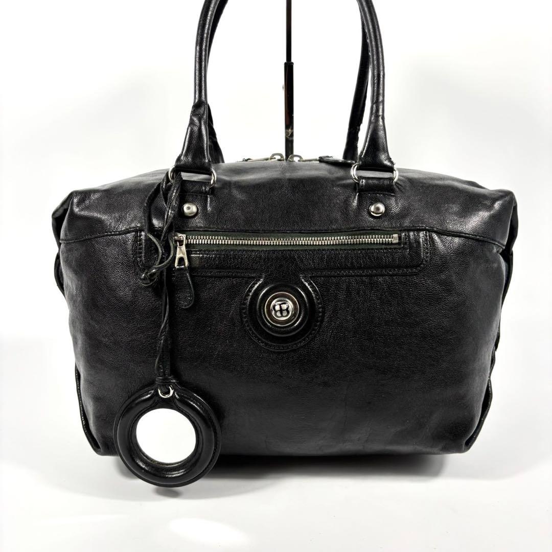 ✨極希少✨バレンシアガ ボストンバッグ 肩掛け BB メタルボタン レザー 黒