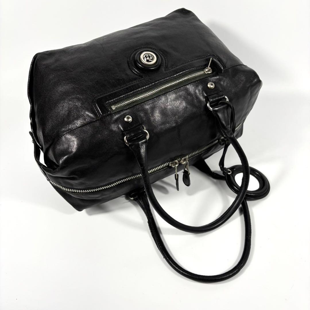 ✨極希少✨バレンシアガ ボストンバッグ 肩掛け BB メタルボタン レザー 黒