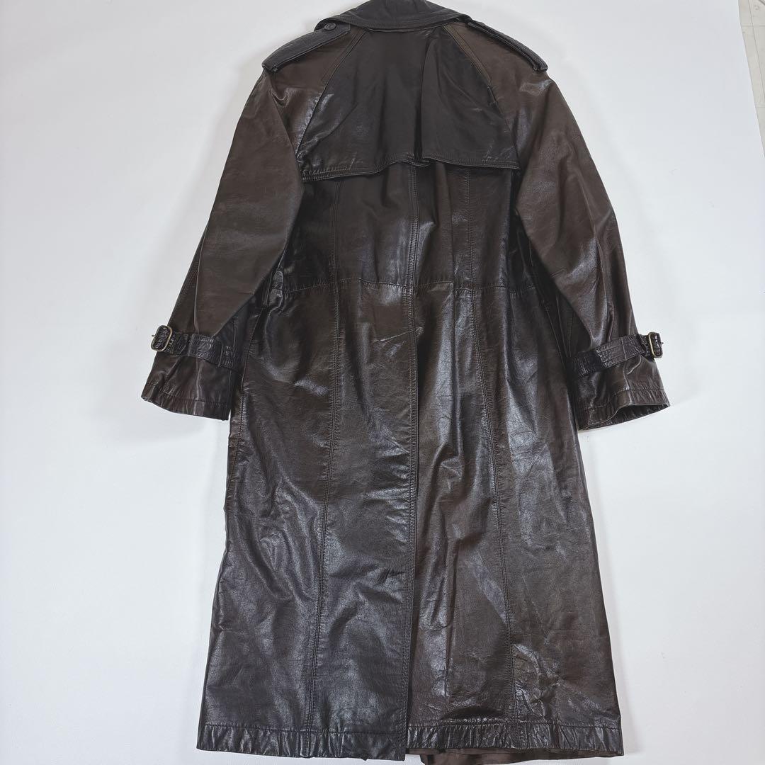 D'URBAN 本革 リアルレザー ダブル トレンチコート サイズL