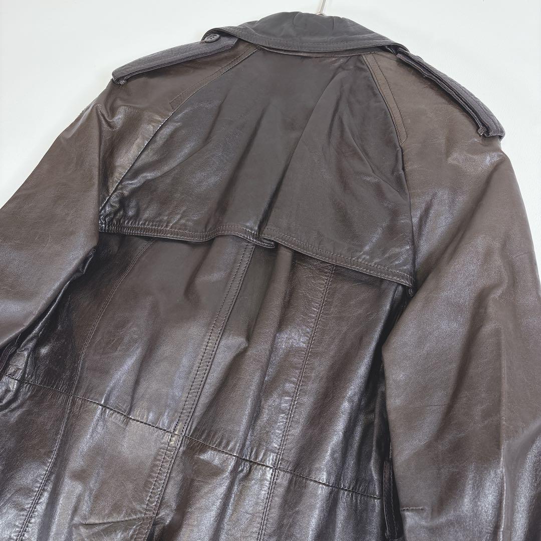 D'URBAN 本革 リアルレザー ダブル トレンチコート サイズL