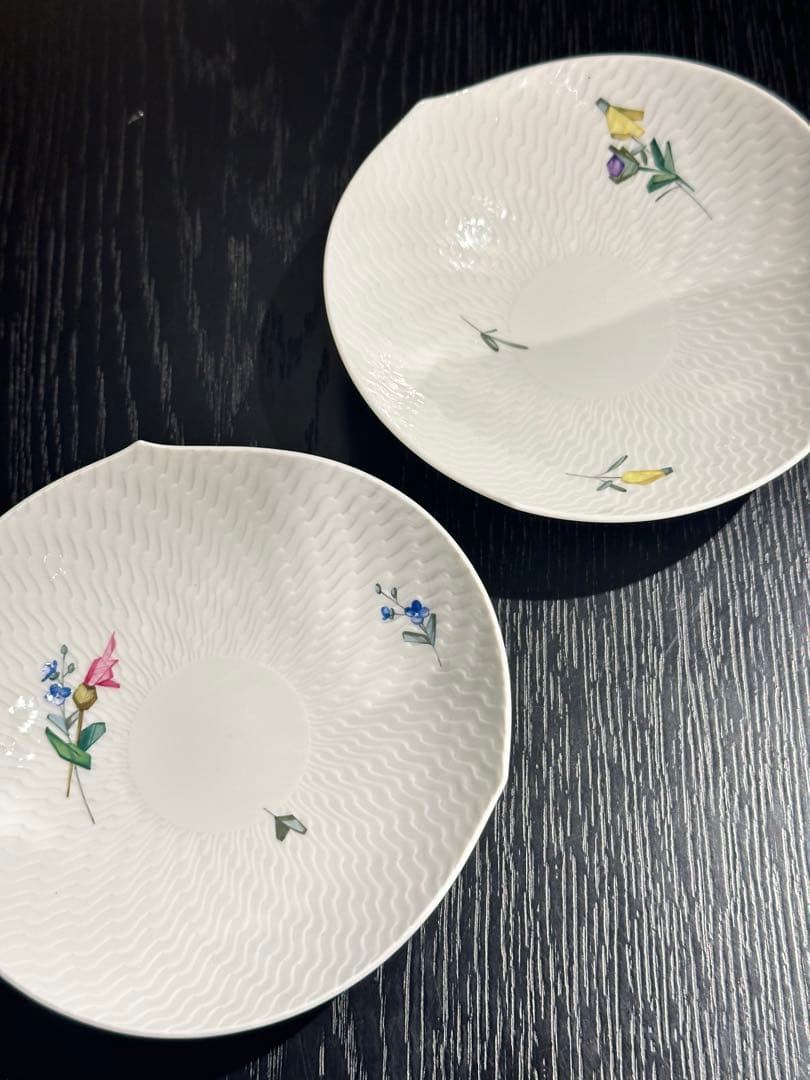 マイセン　手書き　フローラル　深皿