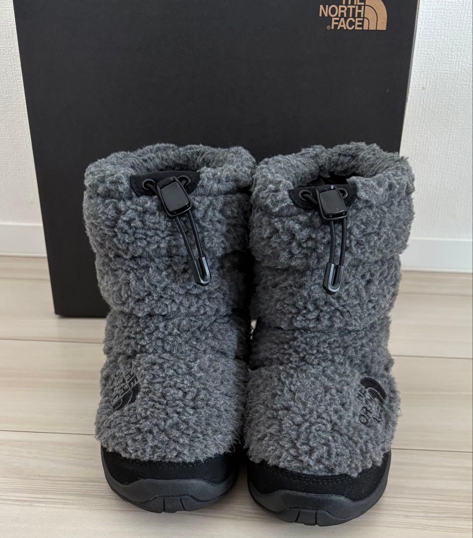 美品 ノースフェイス ボア ブーツ 21cm ヌプシ 黒 グレー ロゴ