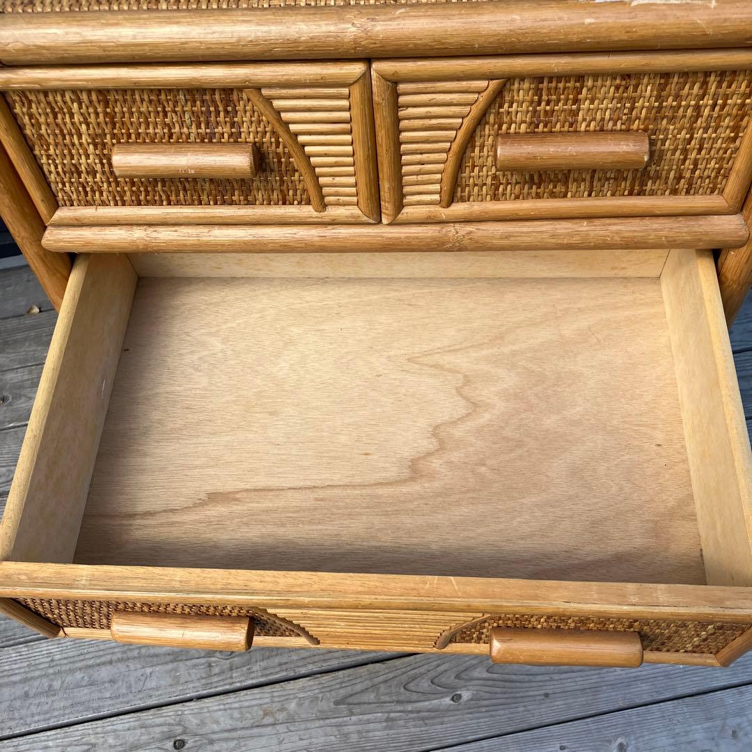 ② 昭和レトロ ラタンチェスト 5段6杯 引き出し箪笥 古家具 ビンテージ