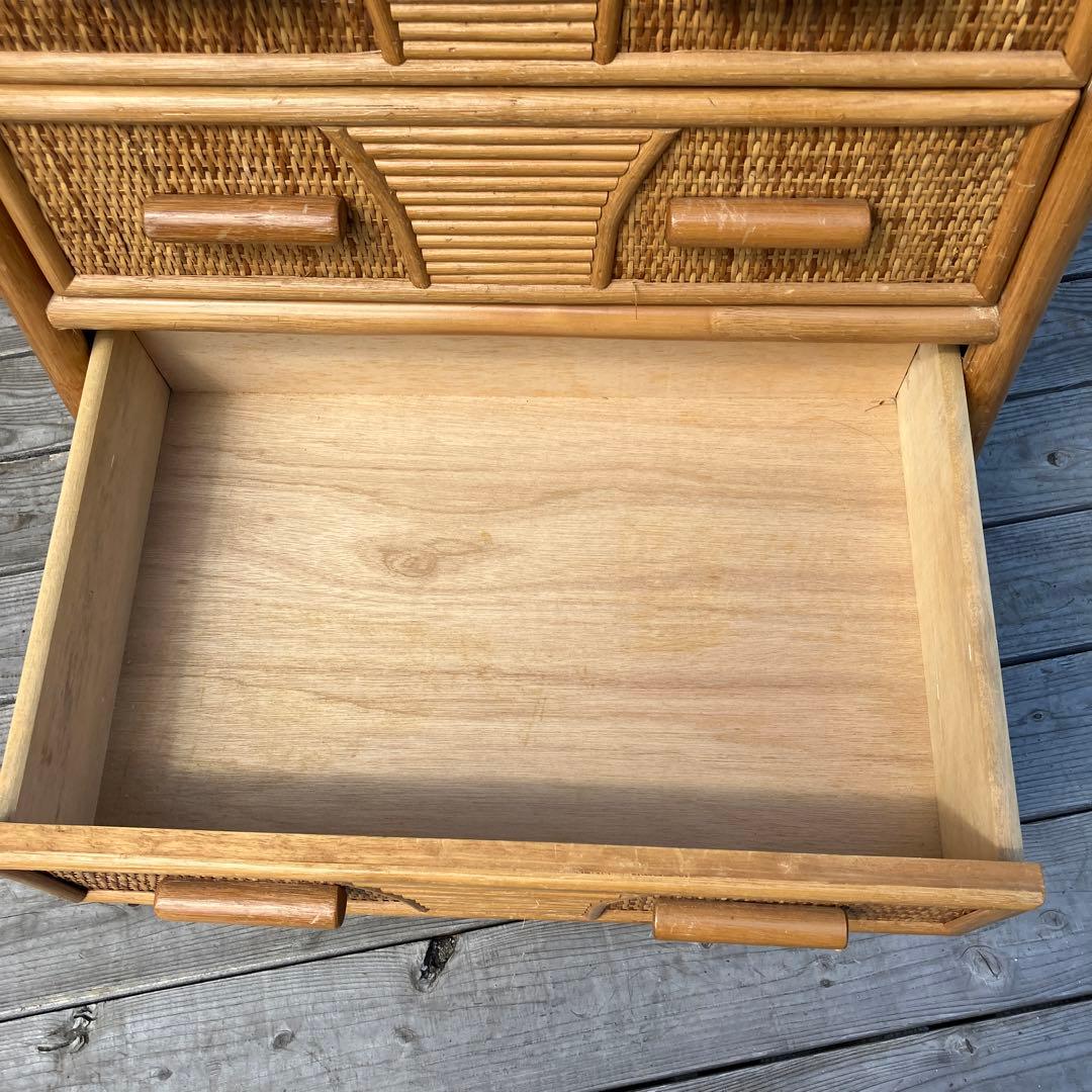 ② 昭和レトロ ラタンチェスト 5段6杯 引き出し箪笥 古家具 ビンテージ