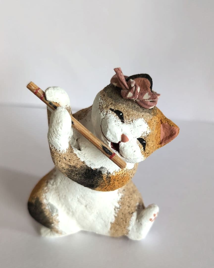 猫の置物（民芸品） 会津桐のこ人形「猫神社祭礼」限定品　希少