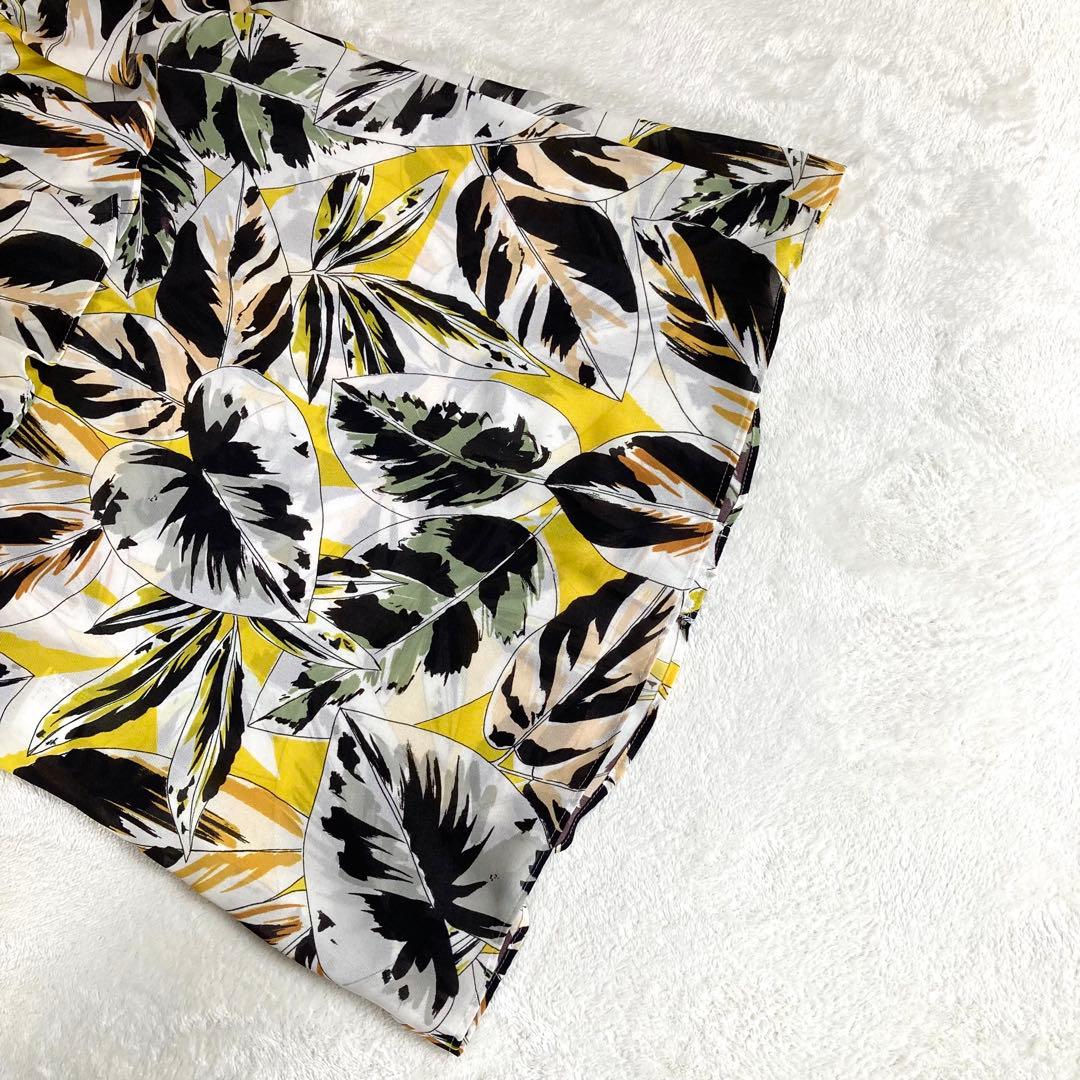 アルアバイル　22SS ボタニカルプリントフリルマオカラー半袖シャツ2 イエロー