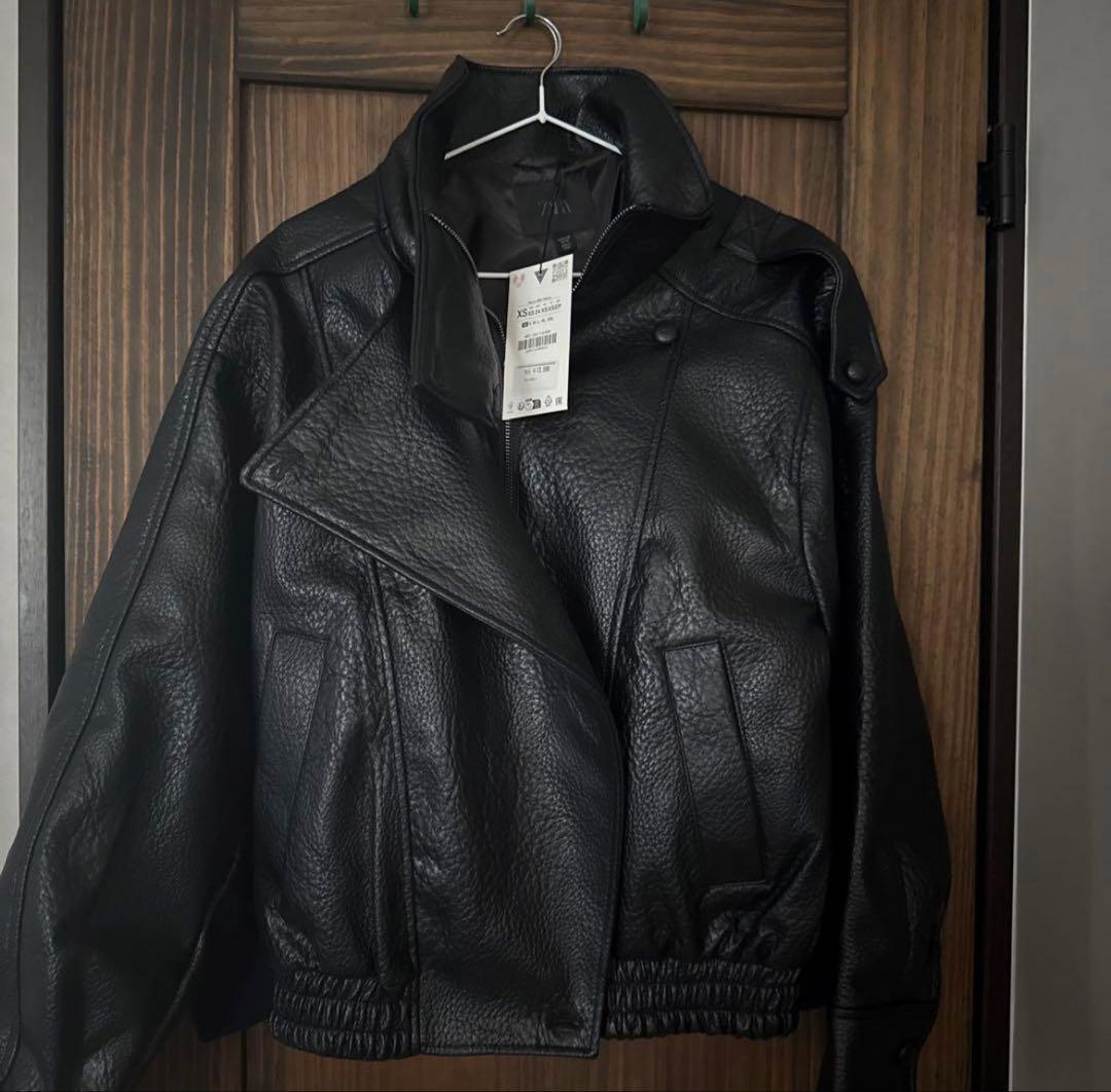 新作ZARA ブラックレザージャケット XS 未使用新品