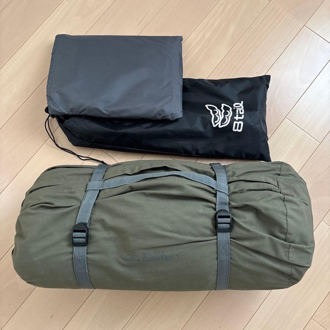 バンドック/ソロティピー1TC（カーキ）、グランドシート＆8tail/二又ポール