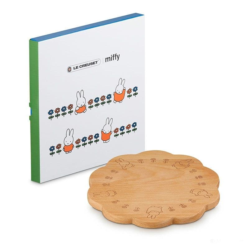 未使用品 ルクルーゼ ミッフィー ココットフルール ビーチウッドトレイ 鍋 鍋敷