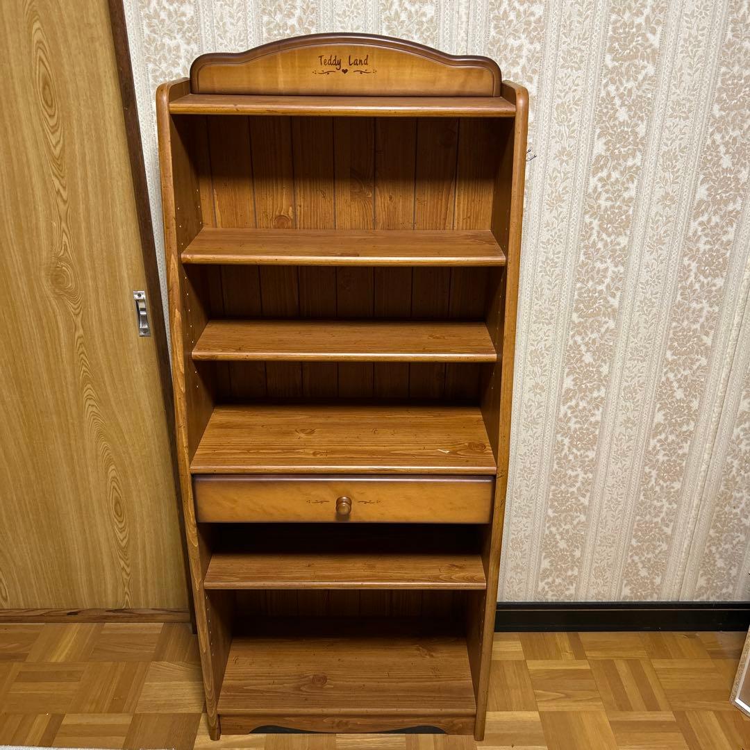 Teddy Land 木製 5段シェルフ　飾り棚　本棚　ラック　昭和レトロ