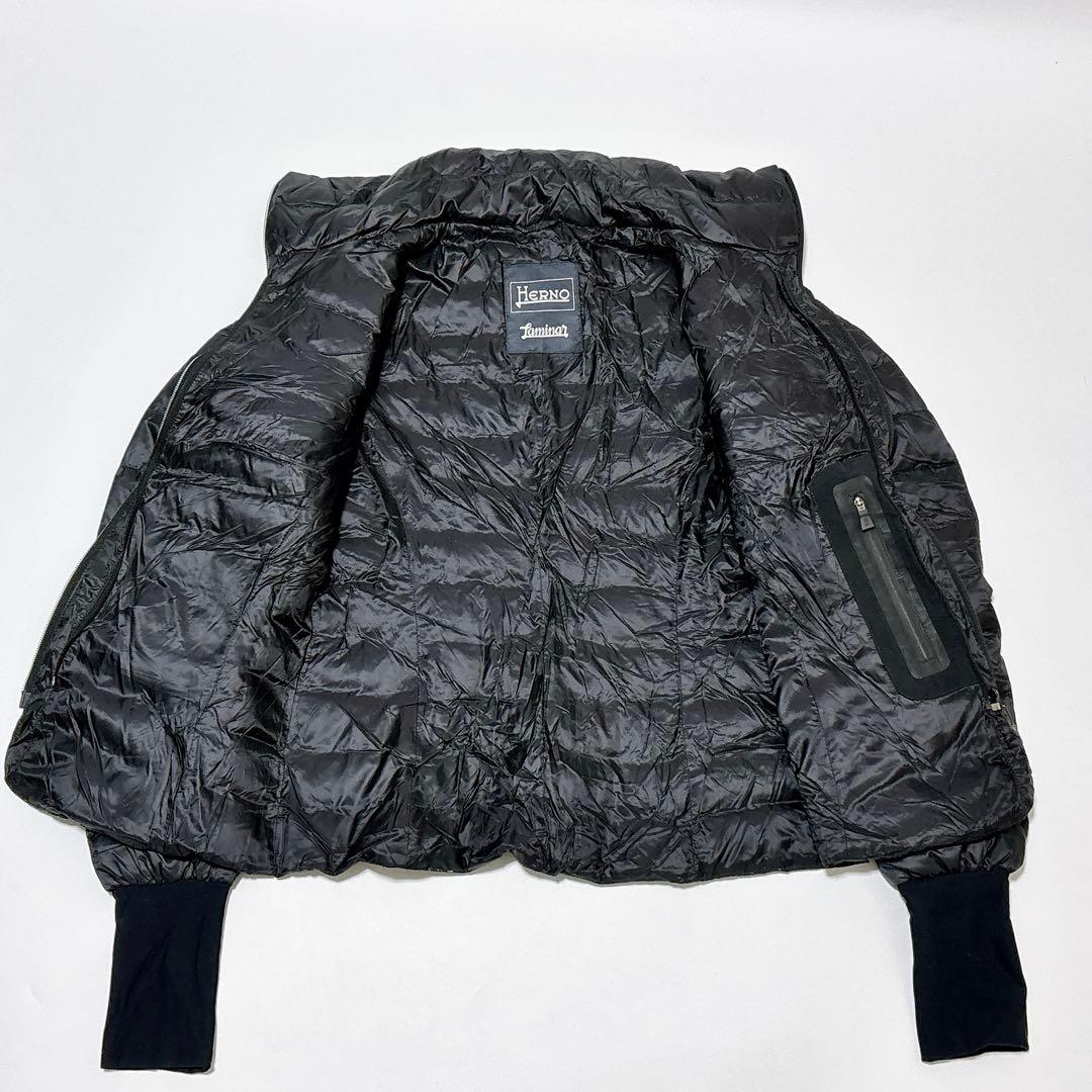 美品 HERNO ラミナー ショートダウンジャケット ブラック 42 f725