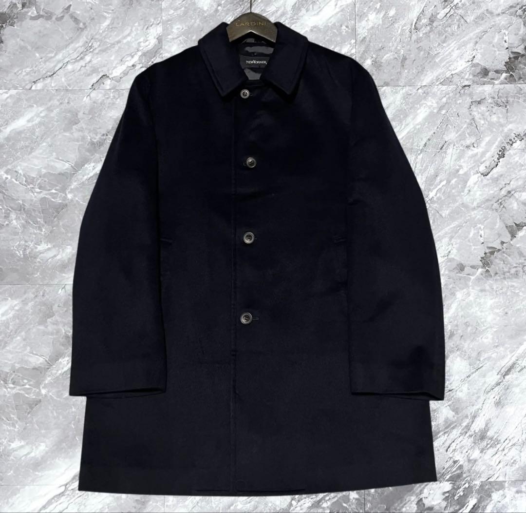 NEW YORKER ネイビー ステンカラーコート カシミヤ100%