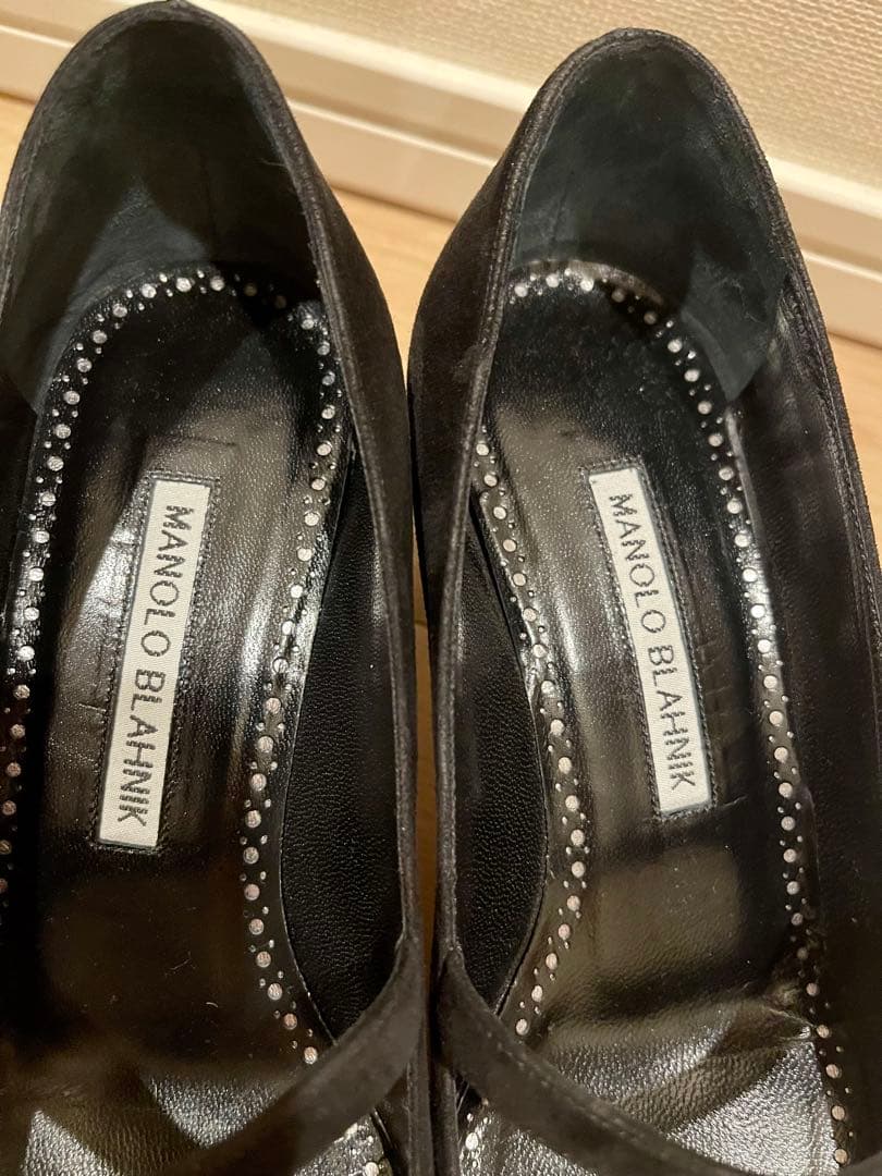 美品MANOLO BLAHNIKマノロブラニクビジュー付きメリージェーン35.5