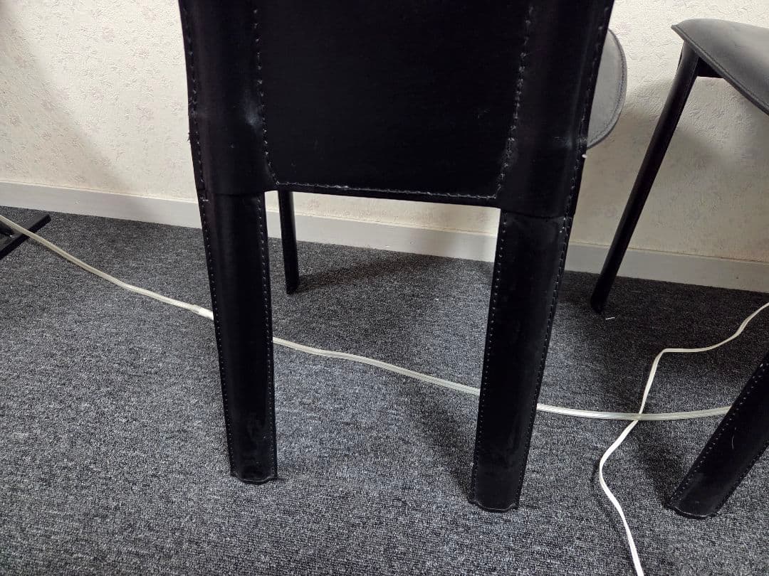 高級 廃盤 IDC 大塚家具 ハイバック ダイニングチェア 本革 食卓椅子 2脚